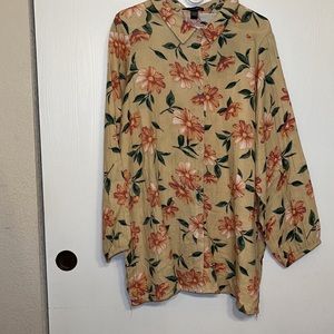 #99 a Love Story Tan Floral Long-sleeve 2X, NWT